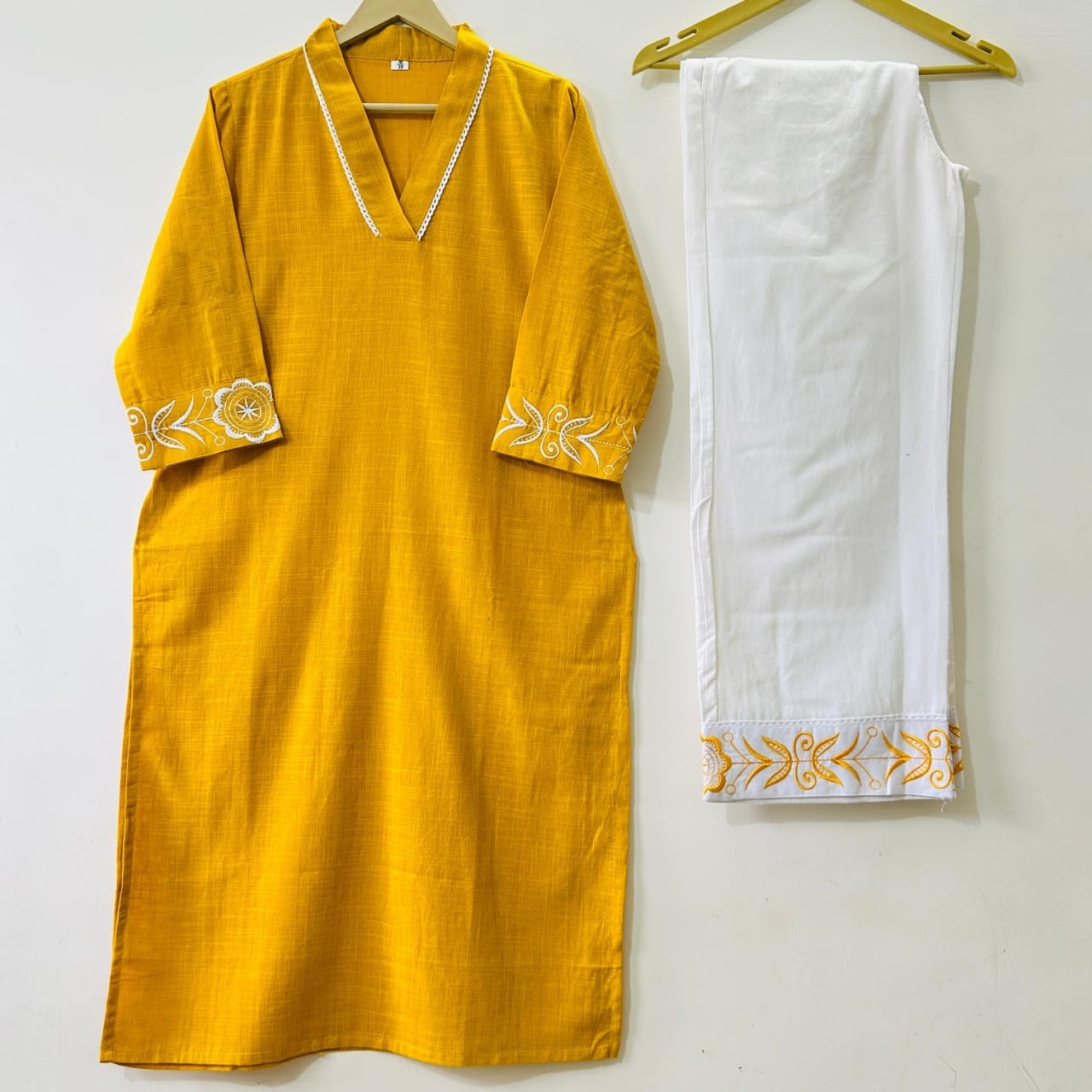 Festive cotton embroidered co-ord set for women