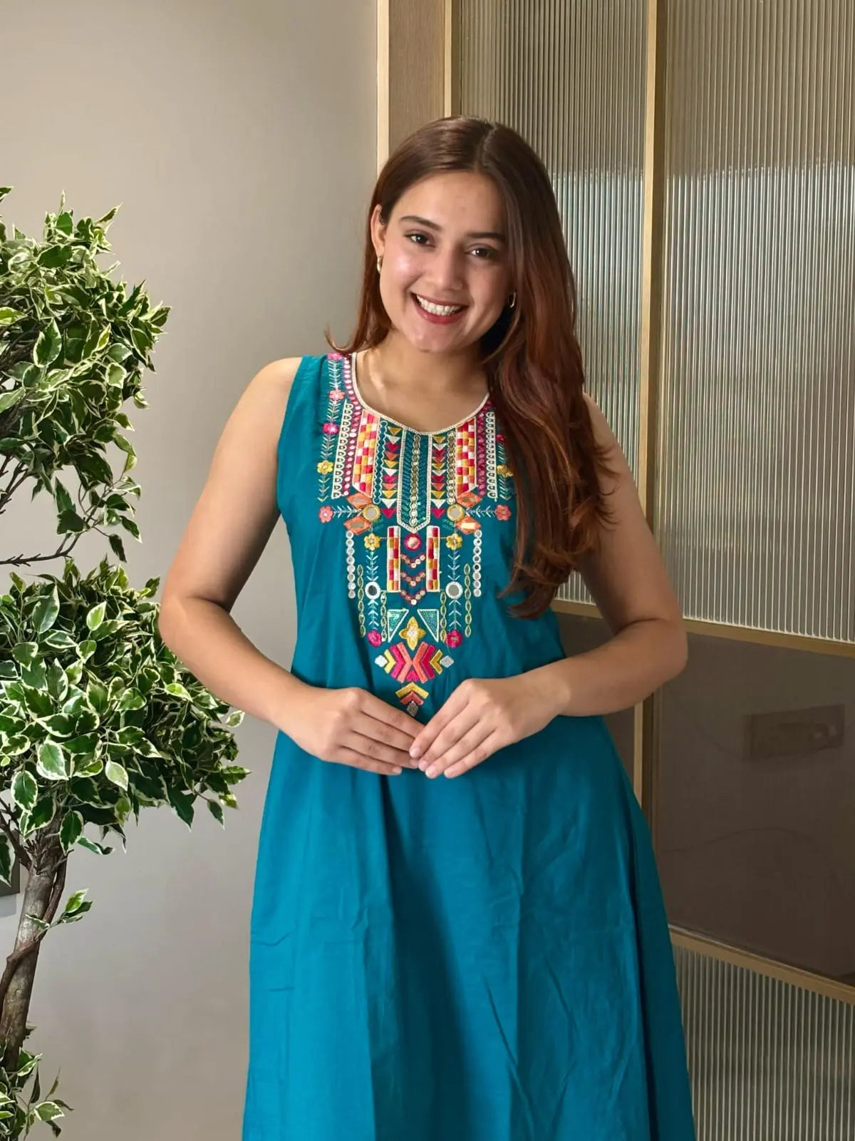 Summer cotton kurta set with embroidery for casual and festive wear