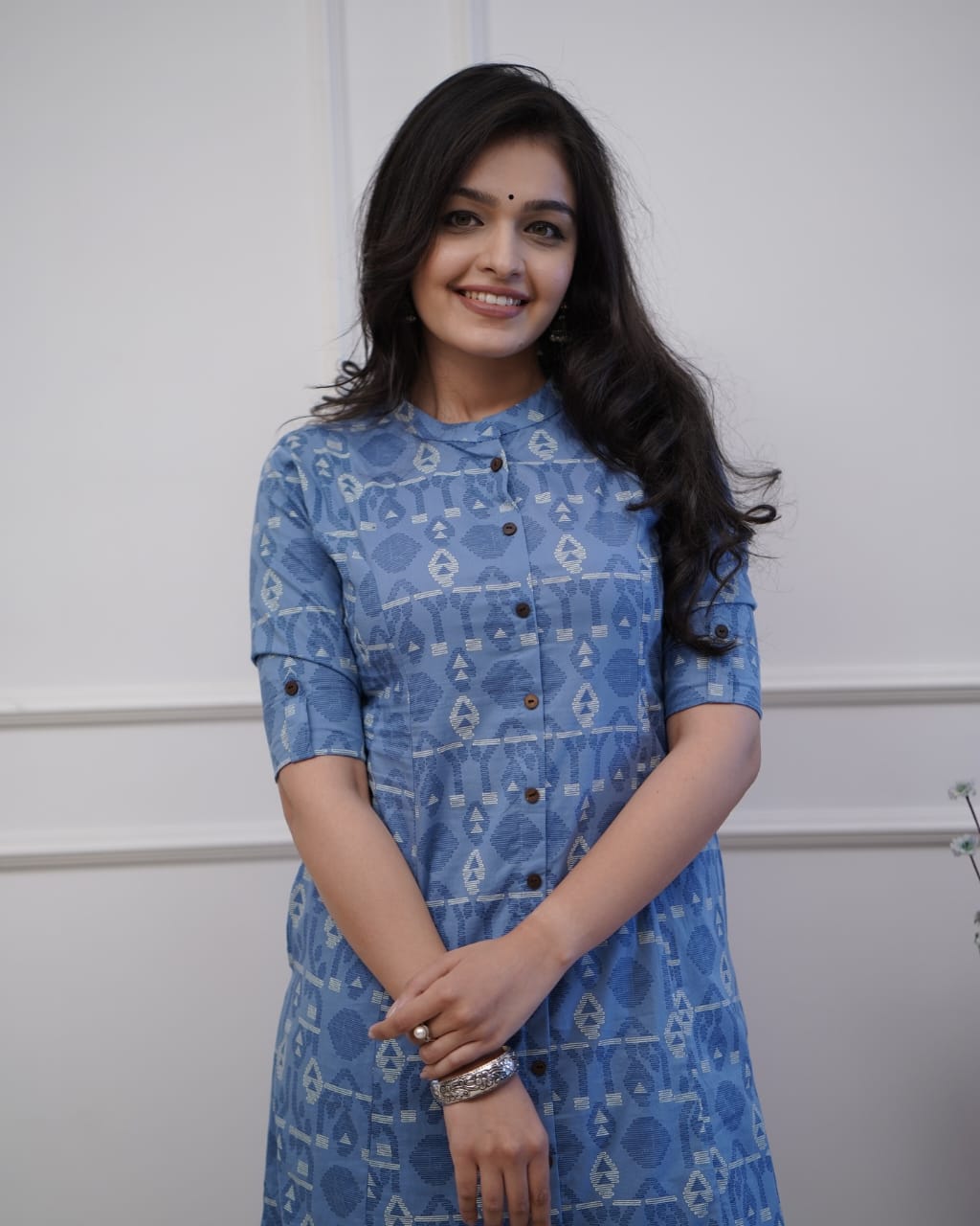 Two-piece cotton office wear set with khadi design