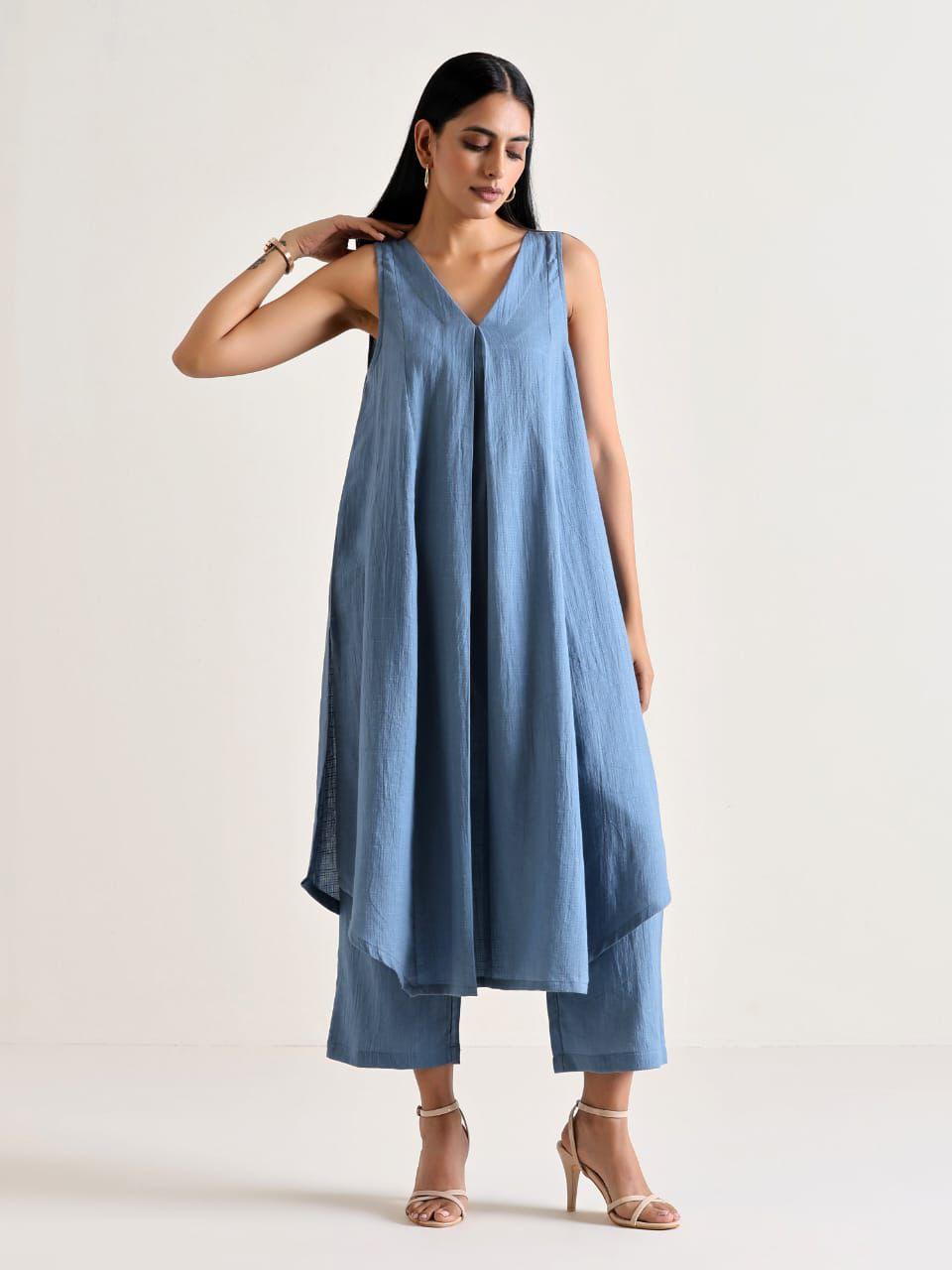 Elegant cotton slub kurti set in 8 bold colors