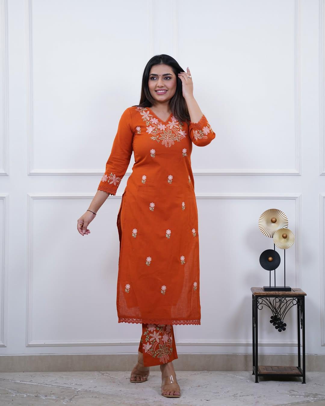 Pure Cotton Slub Kurta and Pant Set – Side View