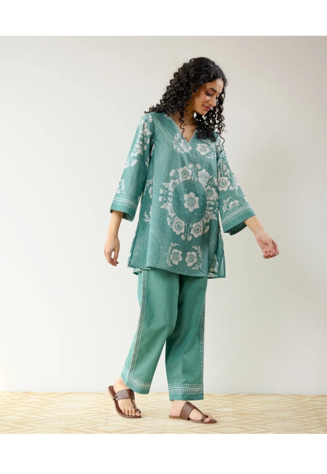 Digital print kurta and pant set front view