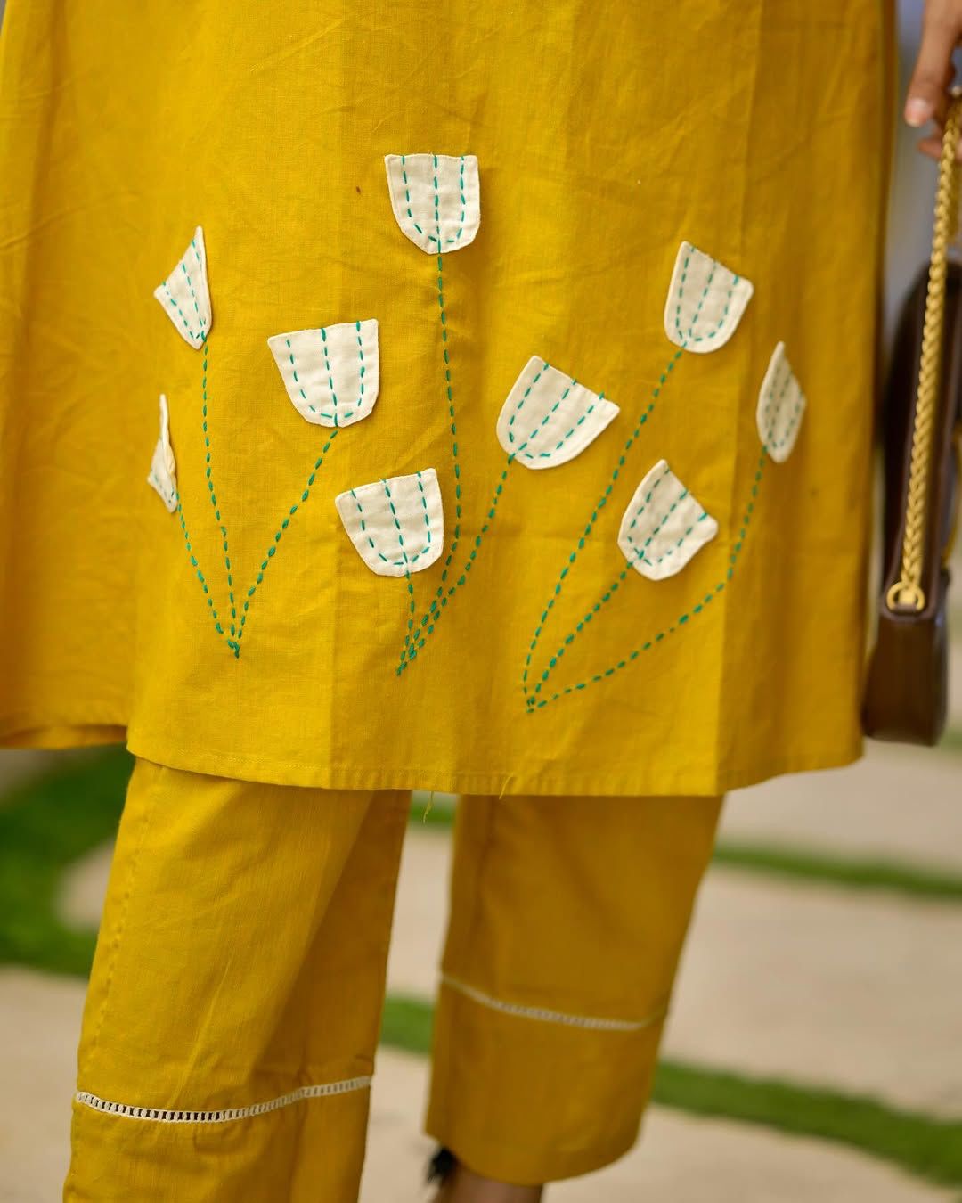 Summer cotton co-ord outfit with handwork detailing