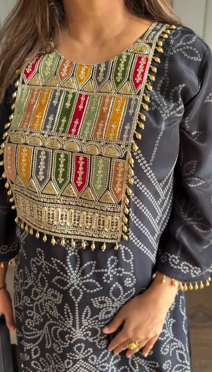 Luxury festive chinon co-ord set for women party wear