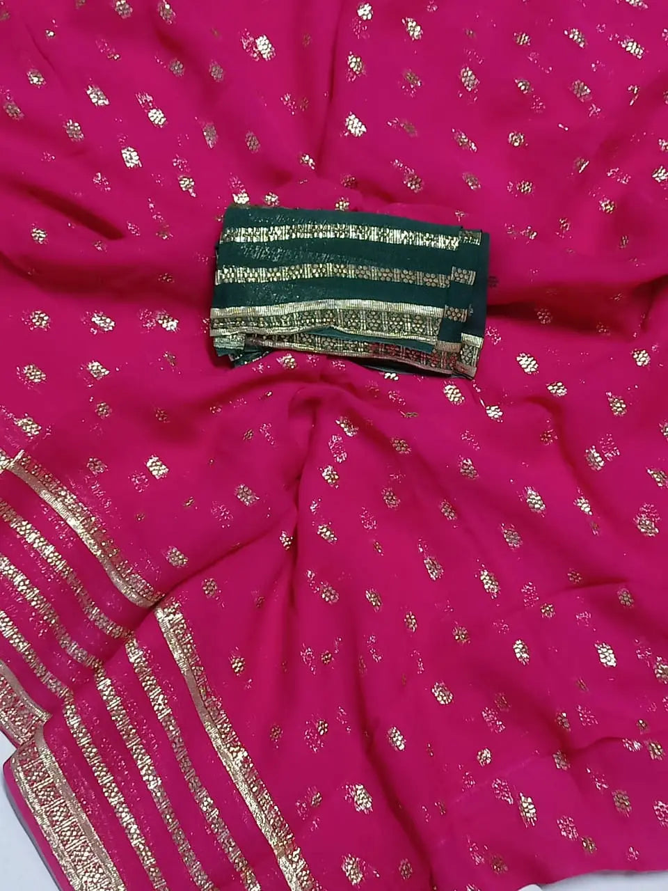 Lightweight zari saree in pink perfect for wedding and summer events