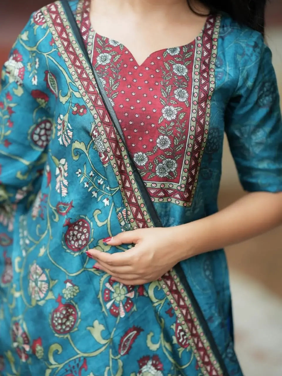 Festive KitKat silk suit with cotton lining and printed dupatta