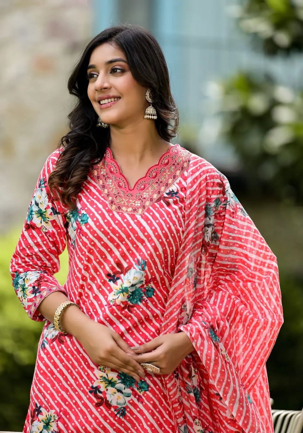 Embroidered cotton suit for festive wear