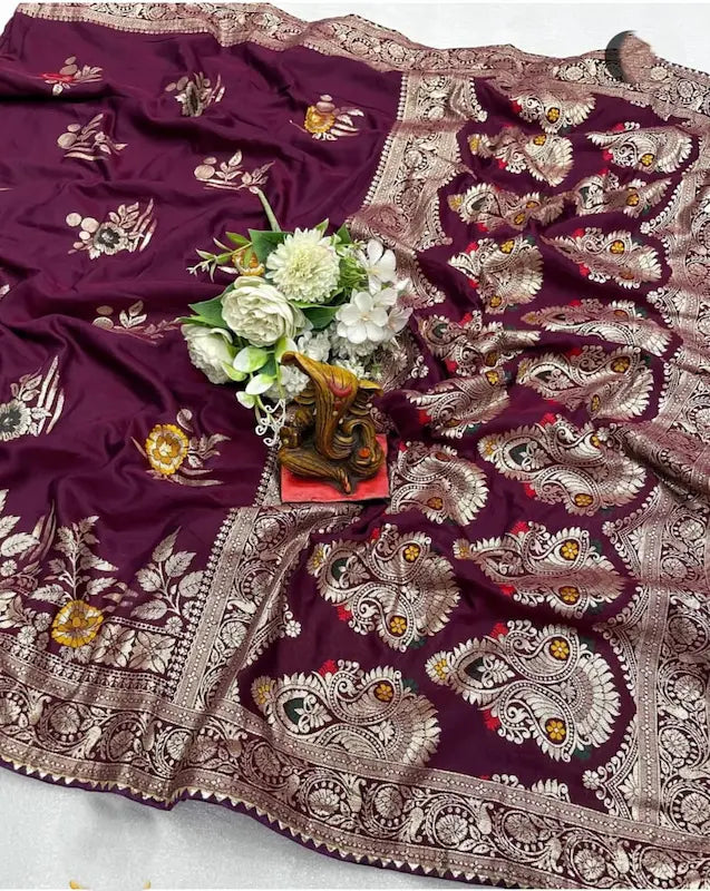Meena Zari saree in soft Russian Dola fabric with buti blouse