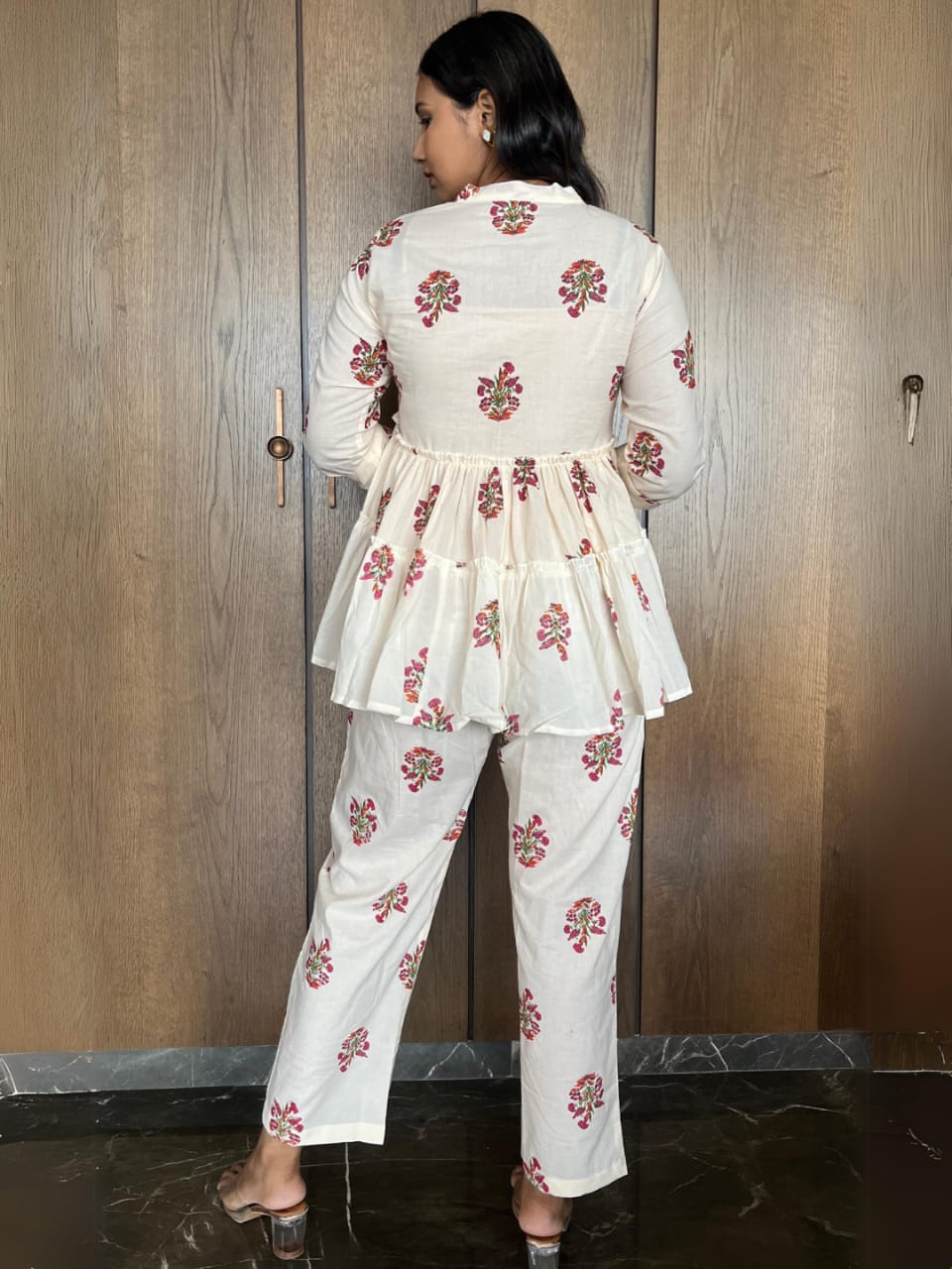 Pure cotton kurti pant set with elegant all-over print