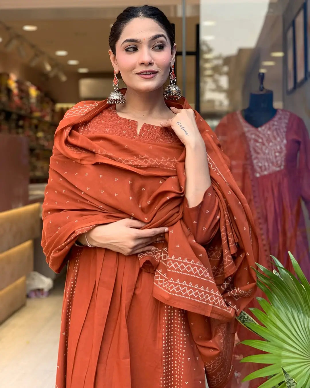 Elegant pure cotton kurta set with silver detailing