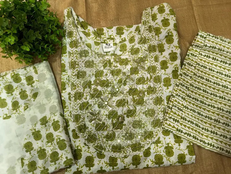 straight fit embroidered cotton kurti