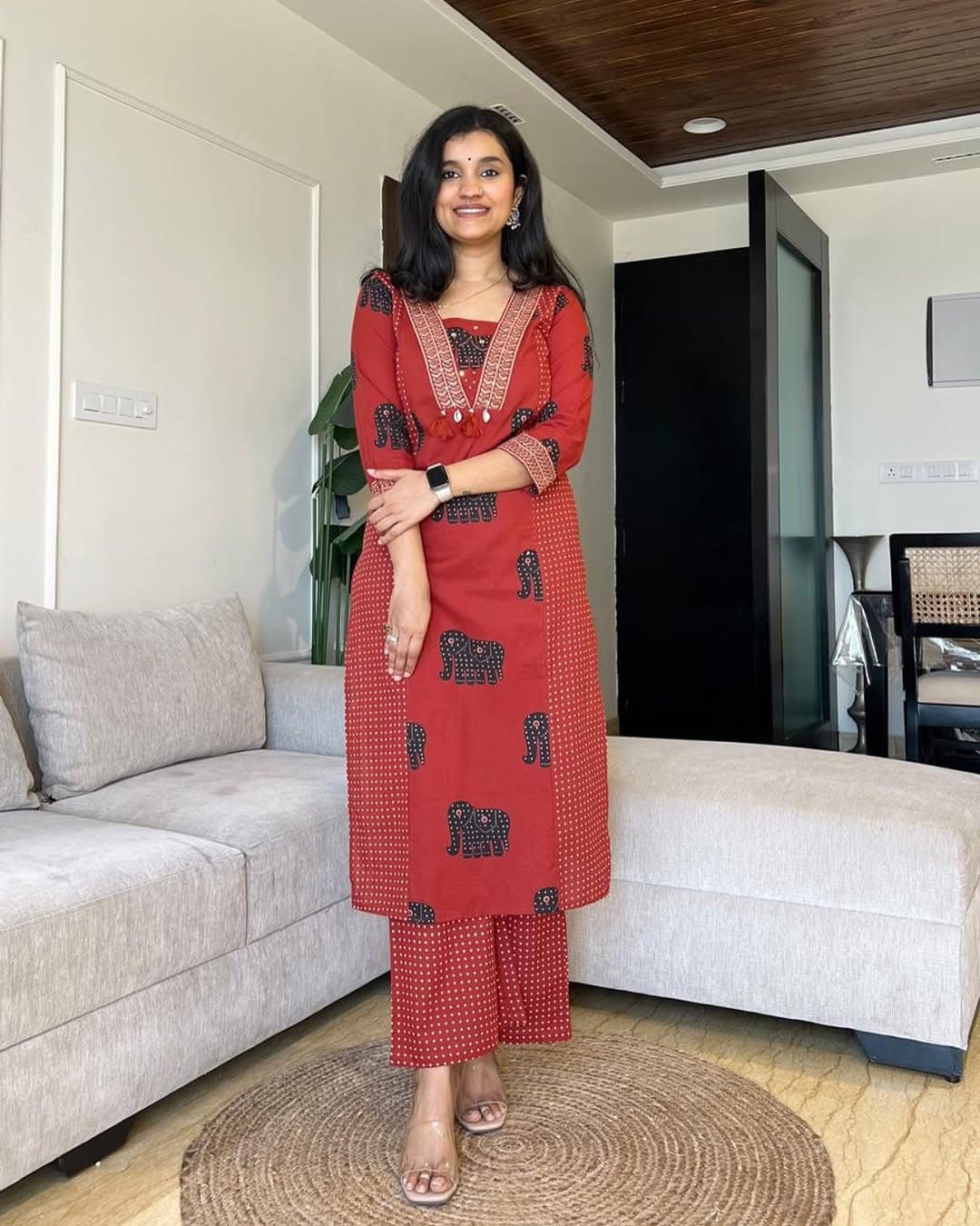 Aabha Blue Azrak Cotton Suit Set