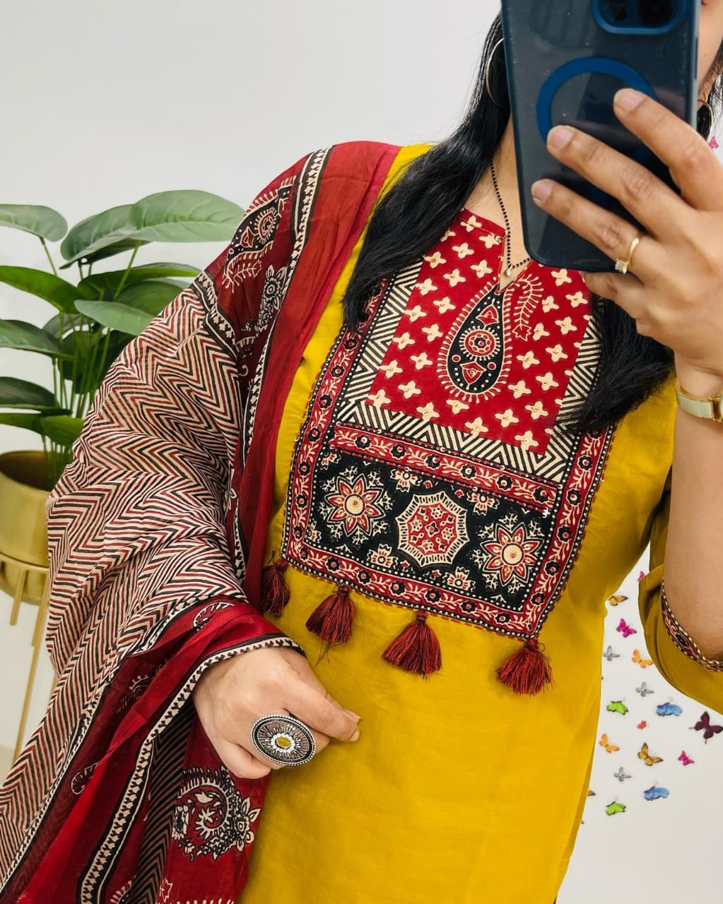 Aaradhya Handcrafted Heavy Cotton Suit Set with Dupatta