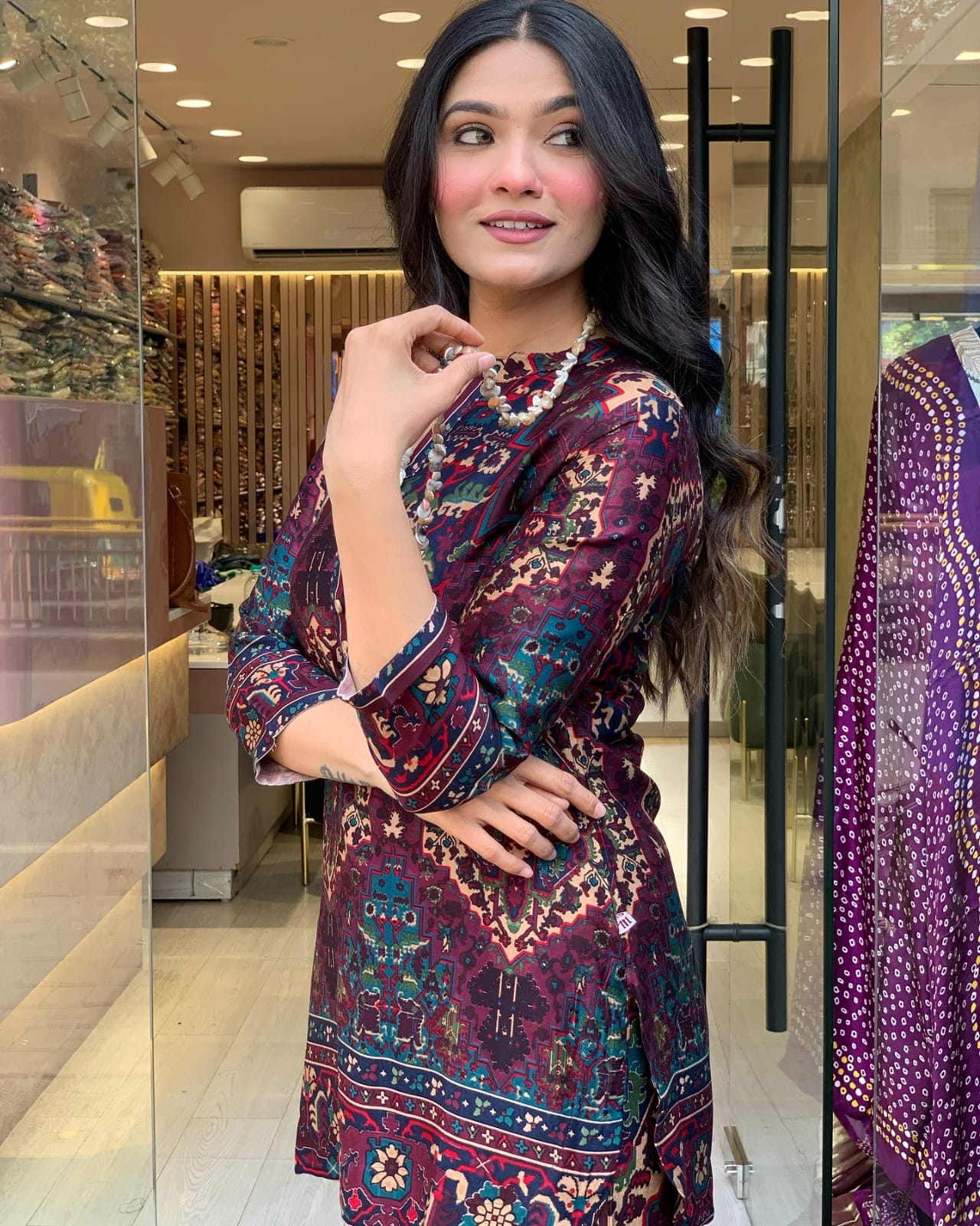 Co-shirt top with full sleeves and button detailing – flatlay