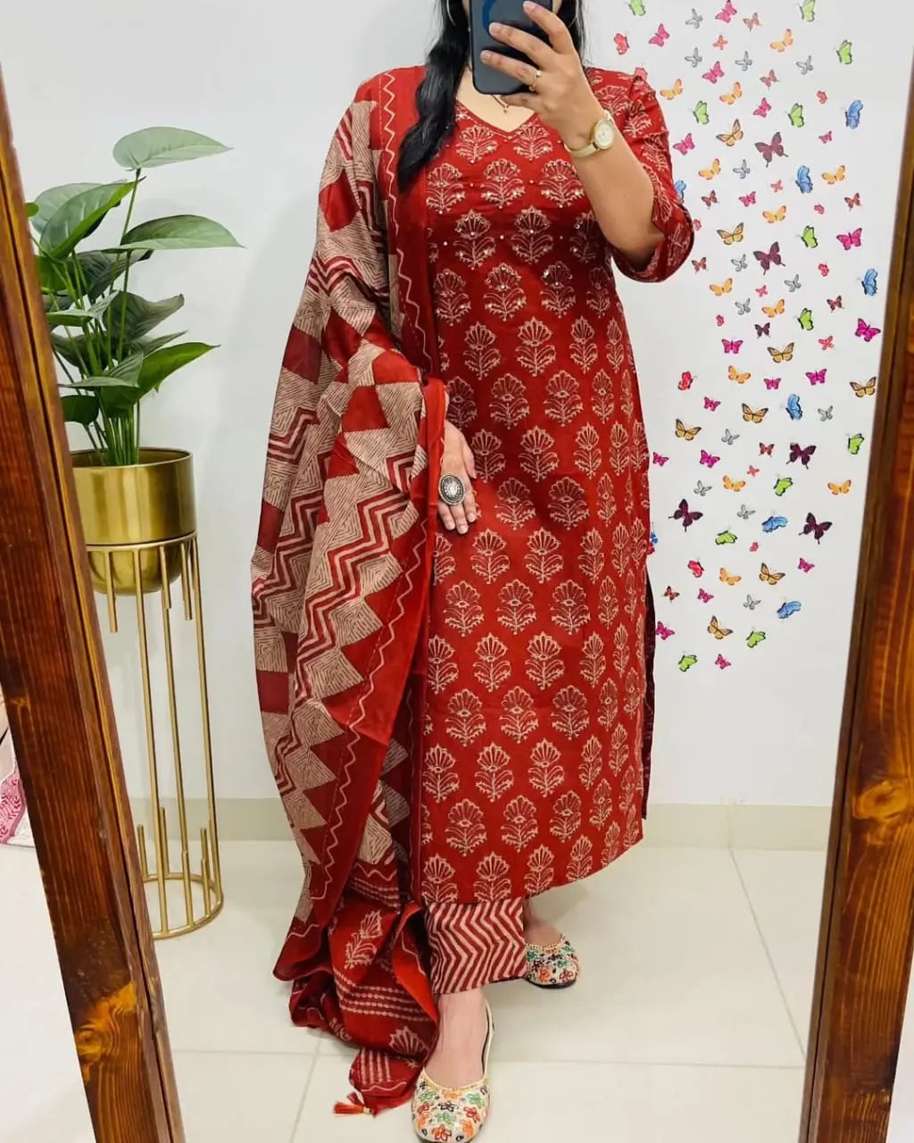 Maabetii festive embroidered cotton suit in three colors