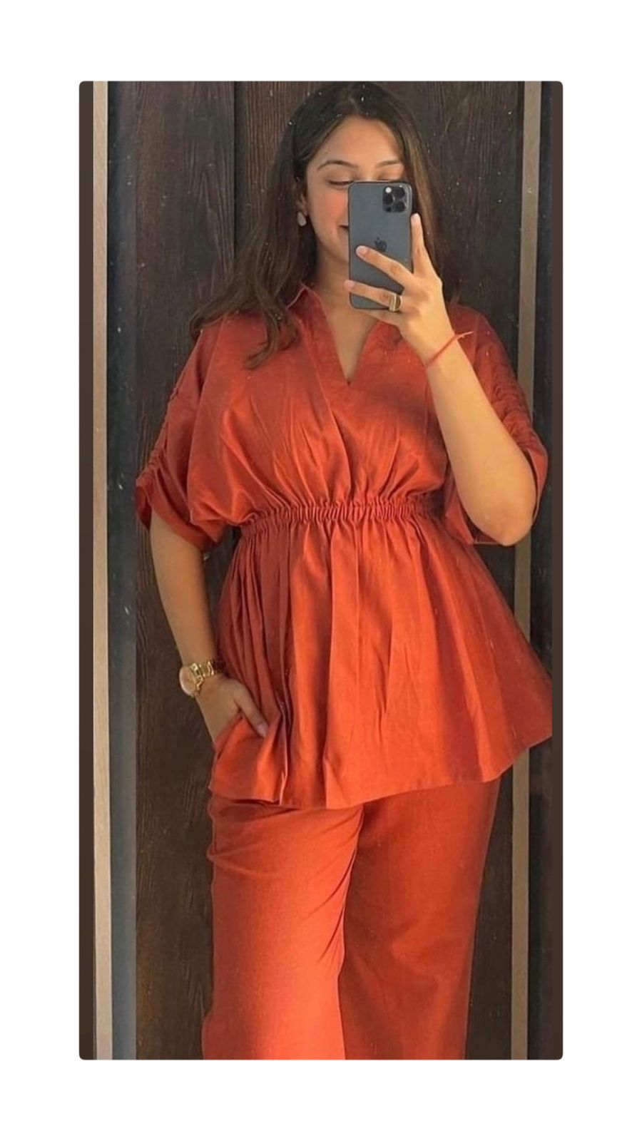 Inaaya Cotton Slub Coord Set with Elastic Fit & Smart Tunic Top