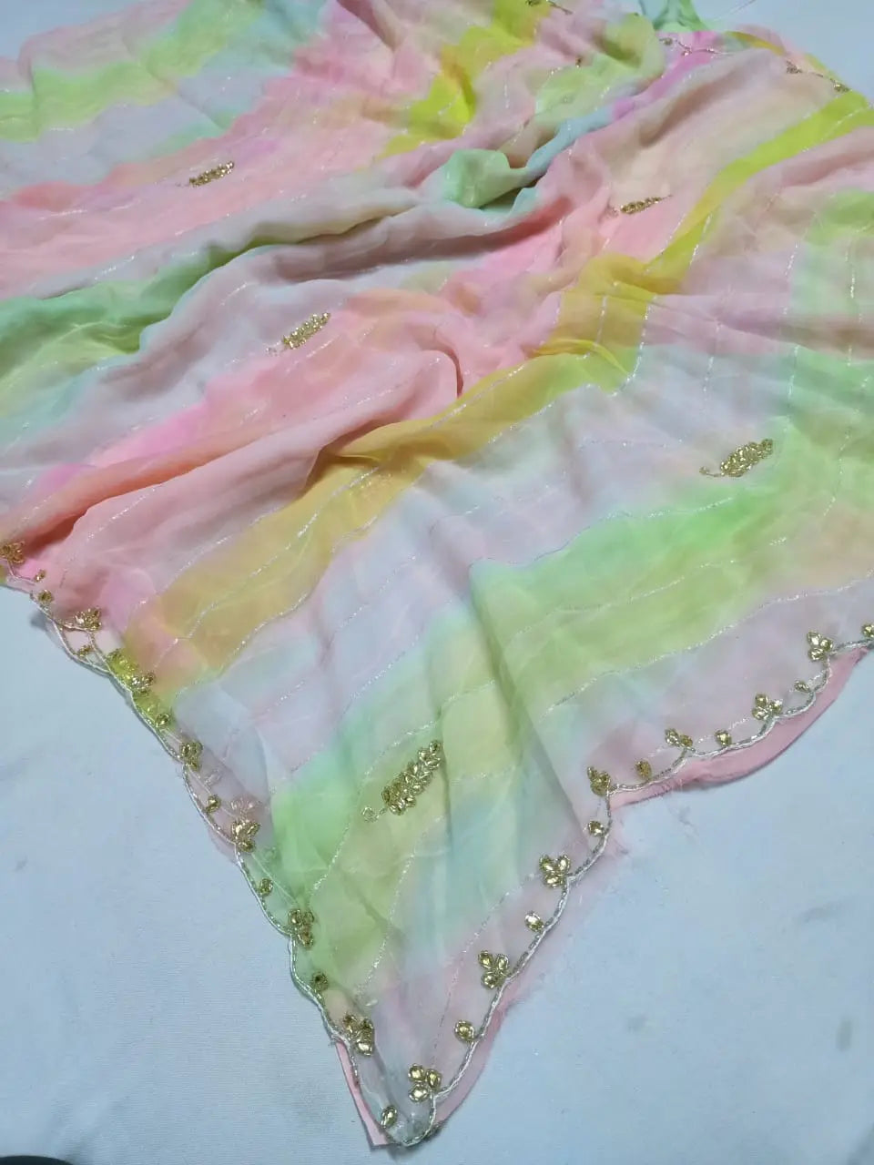 Traditional lahariya saree with unstitched blouse