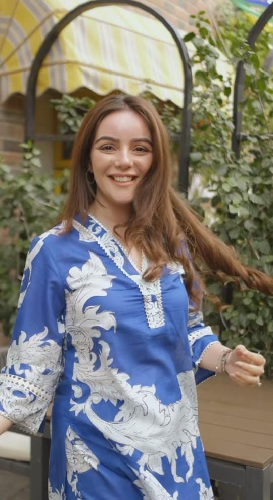 Maabetii Blue Jaipuri Printed Cotton Kurti Pant Coord Set