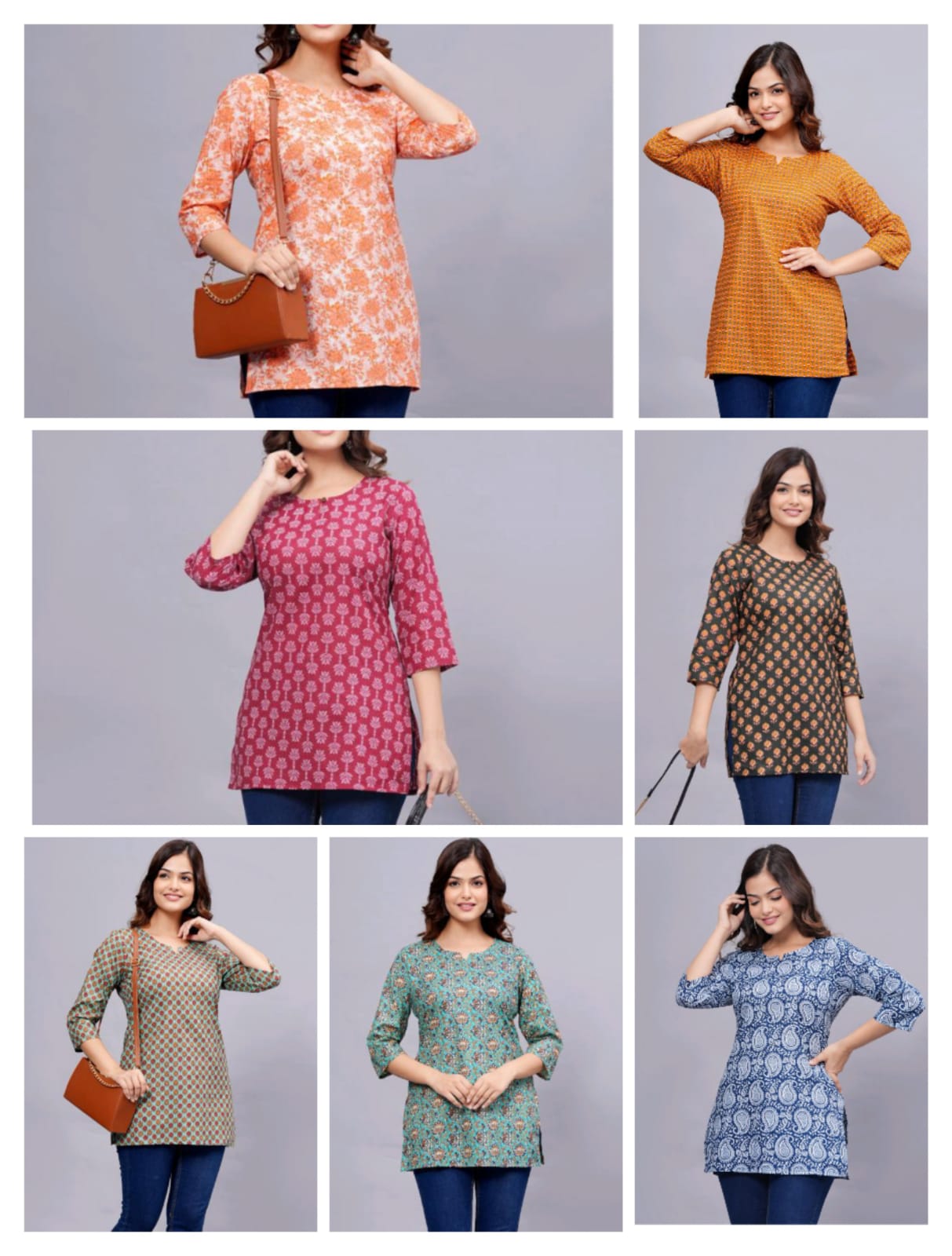 MaaBetii Everyday Wearable Jaipuri Printed Orange Cotton Short Kurti