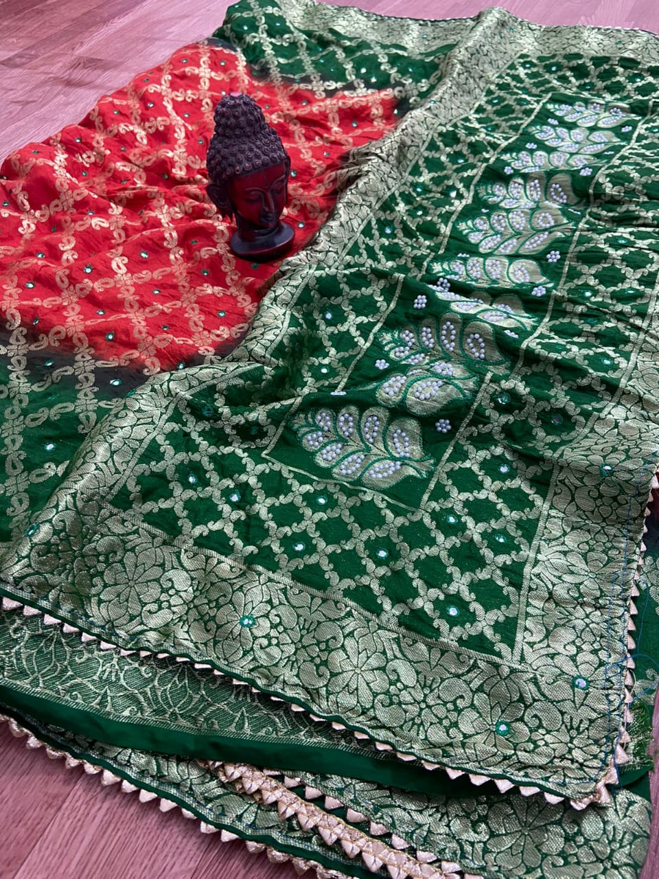 Maabetii Gharchola Banarasi Silk Saree of Zari Work with Blouse