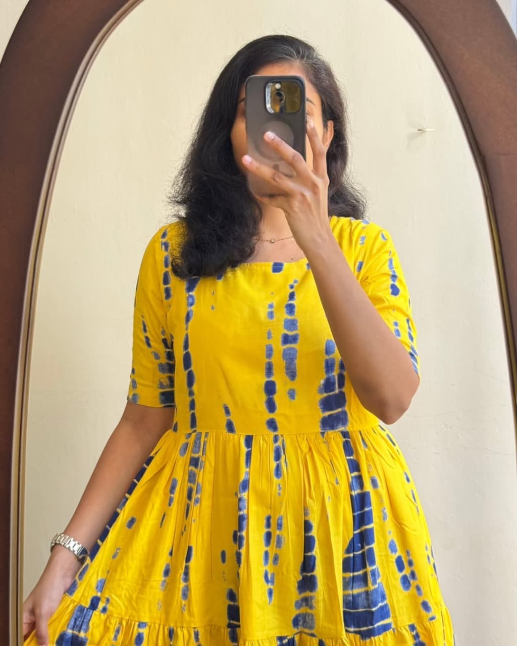 Close-up of procin tie-dye print on pure cotton fabric