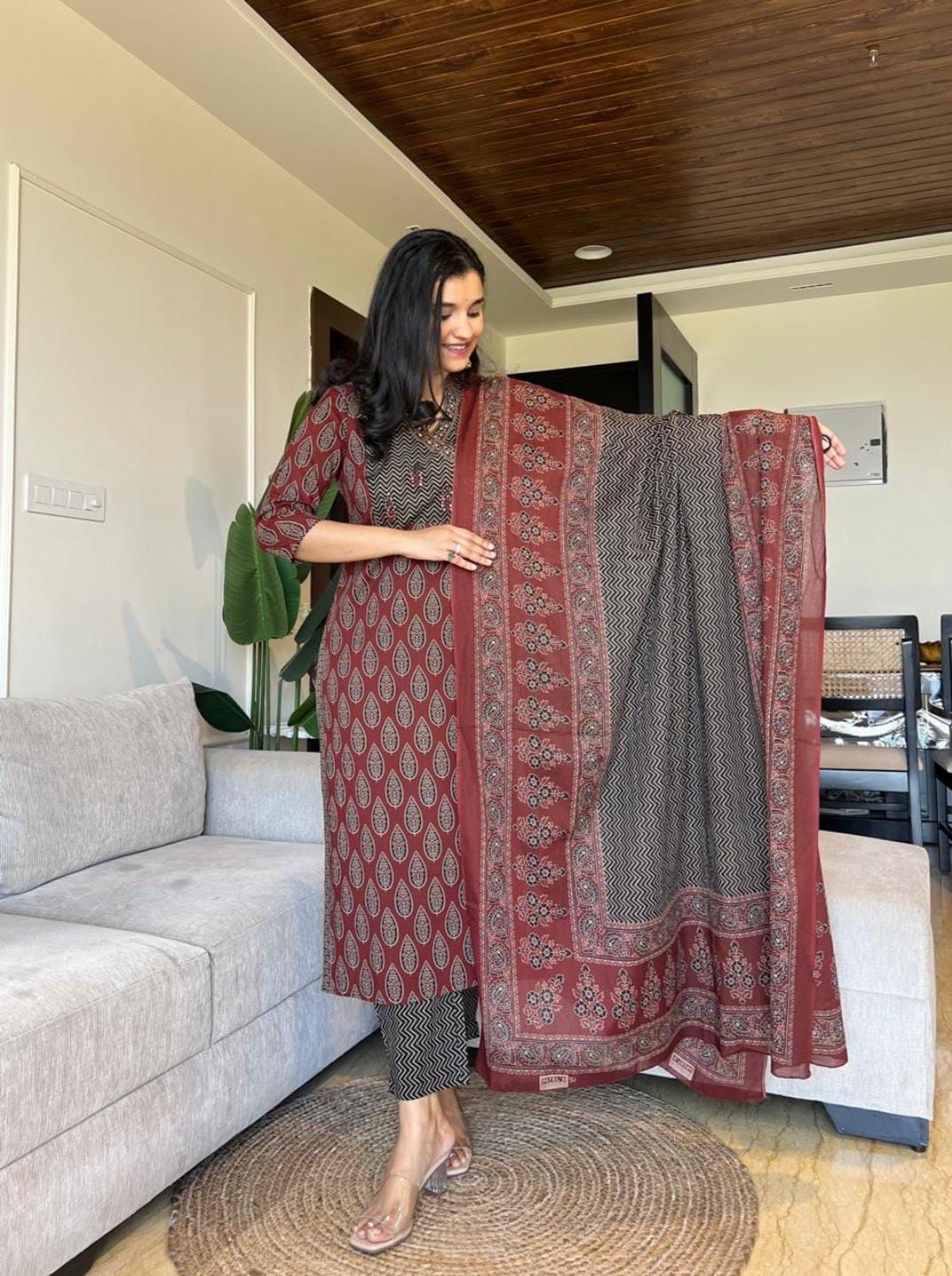 Falak Handcrafted Azrak Cotton Suit Set