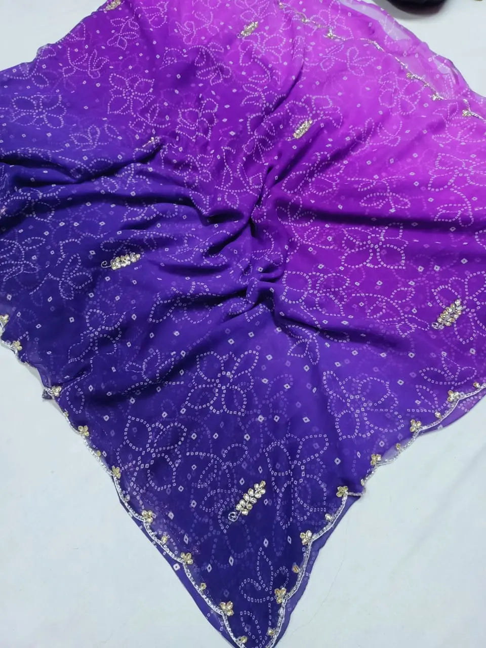 Sawan Teej saree with zaal and cutwork border