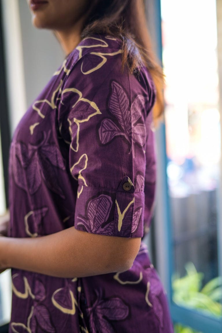 Tara Purple Premium Floral Fine Cotton Co-ord Set: