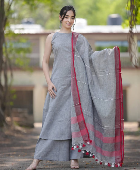 sleeveless cotton kurti palazzo set