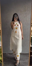 Aline abla embroidery cotton kurta set with plazo and side slit