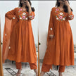 Embroidered Anarkali cotton kurta set with malmal dupatta