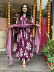Festive Anarkali kurti with sequin work and mulmul dupatta

