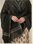 Women's three piece beige and black printed ethnic suit set