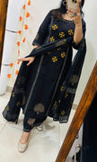 Cotton palazzo suit set with handcrafted mirror and block prints