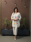 Brush print cotton flex kurti and pant Rakhi coord set

