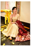Full festive outfit with chanderi kurti, pant, and dupatta

