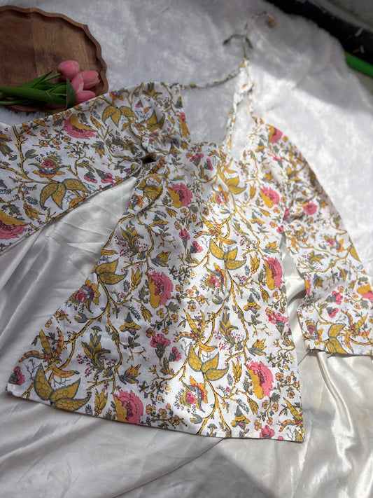 Corset Style Cotton Kurti with Bell Sleeves