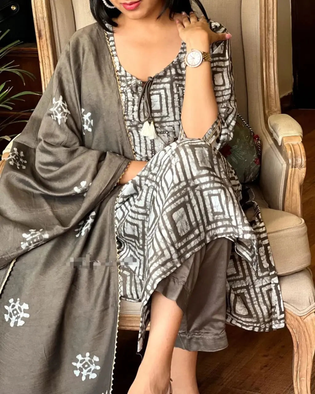 Cotton 60×60 printed kurti set with malmal dupatta