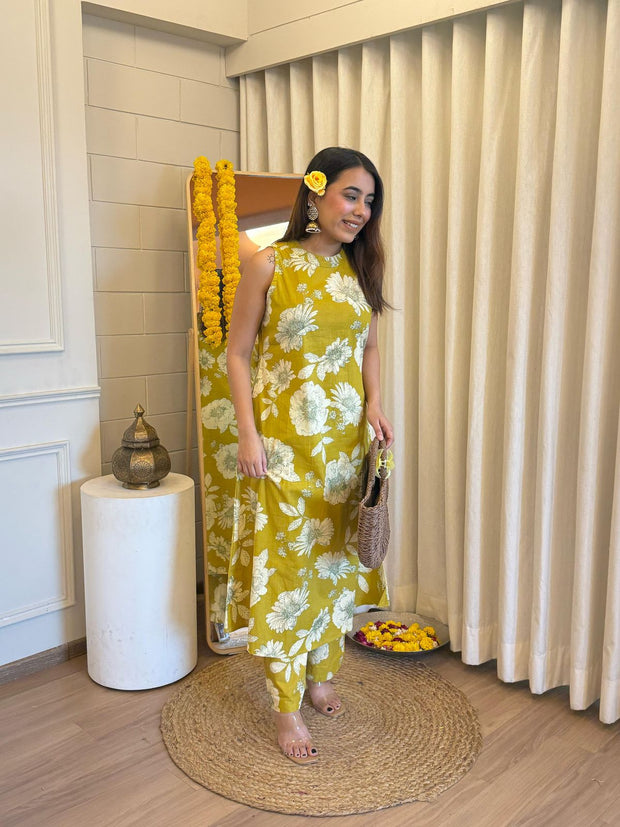 A-line cotton kurta with plazo

