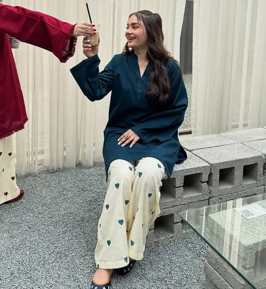 Premium cotton 60×60 embroidered plazo set