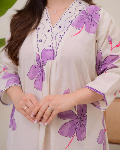 Brush printed cotton co-ord set for workwear and casual wear
