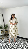 Cotton slub kurta plazo set with embroidery and print

