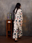woven cotton co ord set with georgette sleeves