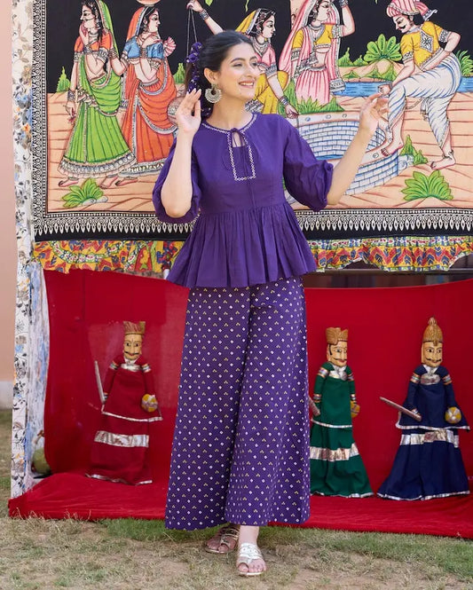 Premium cotton coord set with embroidery work