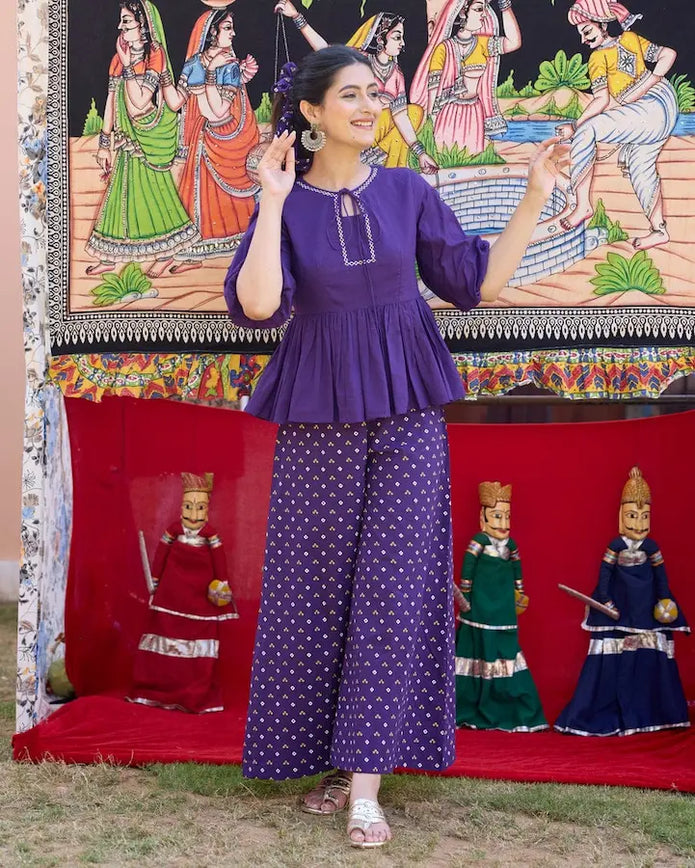 Premium cotton coord set with embroidery work