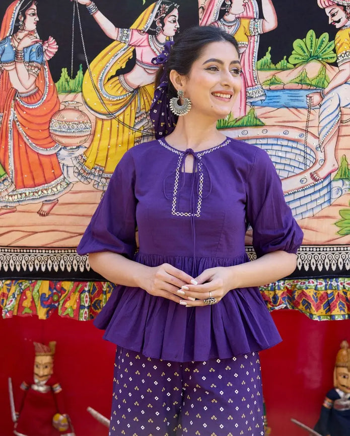 Fine cotton top and palazzo set for women