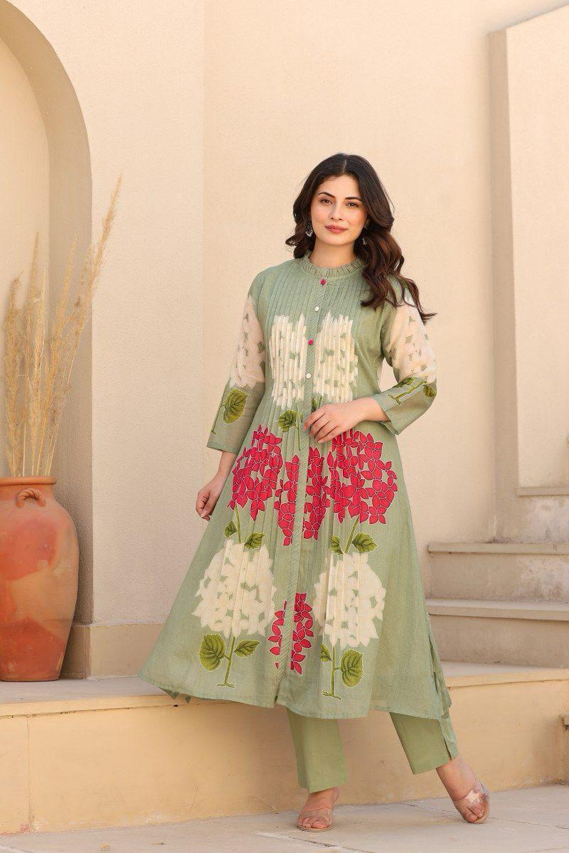 Elegant katha embroidered coord set with lining