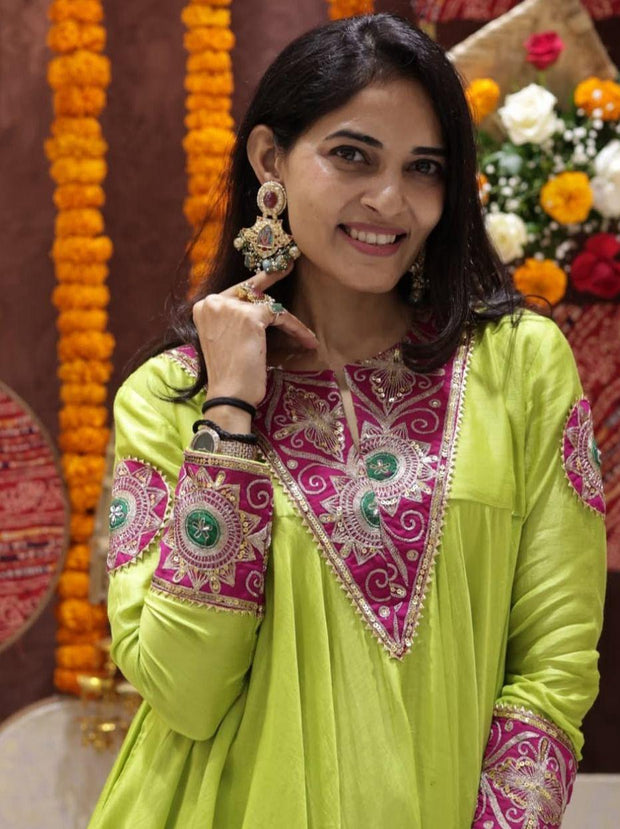 Close-up of embroidered cotton top design