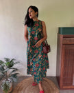 Floral cotton cord set with A-line kurti and palazzo pants