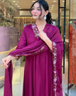 Front view of cotton suit set with malmal dupatta